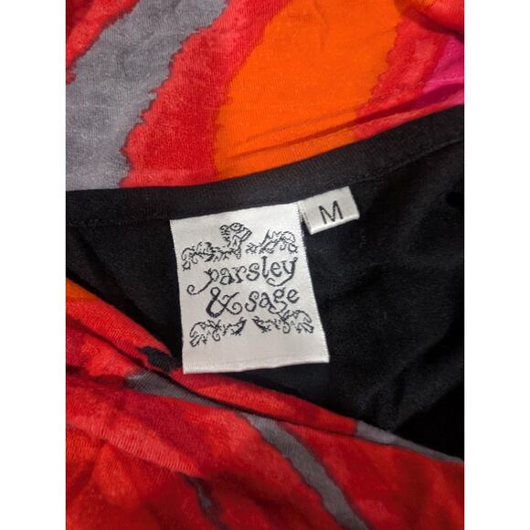 Parsley & Sage Top Womens Medium Black with Red Cowl Neck Art Blouse - Picture 5 of 9